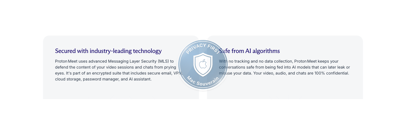 La section MLS de Proton Meet : chiffrement Messaging Layer Security expliqué sur le site officiel